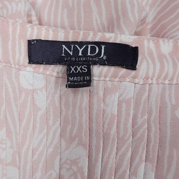 NYDJ XXS Pink floral sleeveless top with V-neckline and pleated detail - Picture 3 of 4